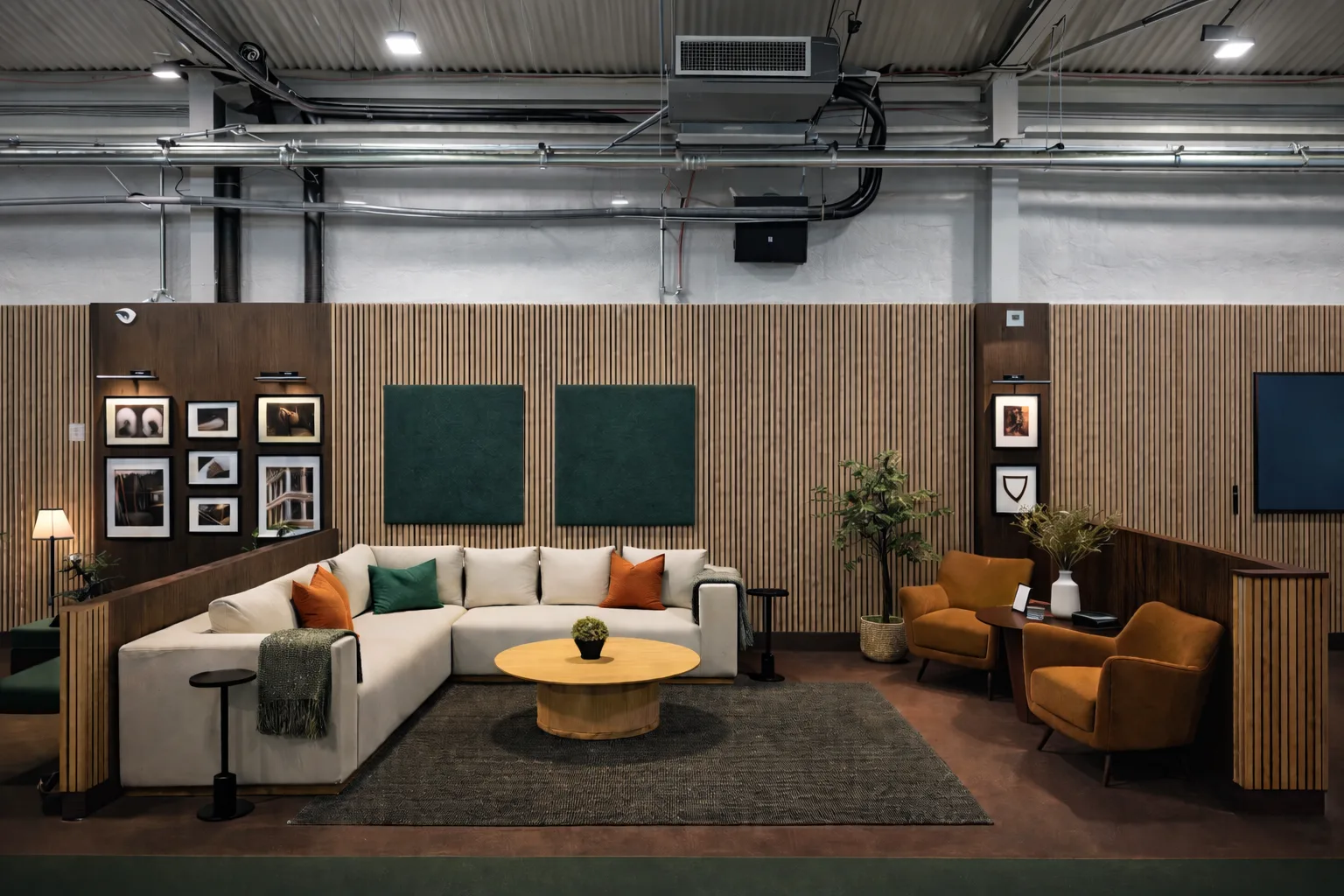 Cozy lounge seating with sectional sofa